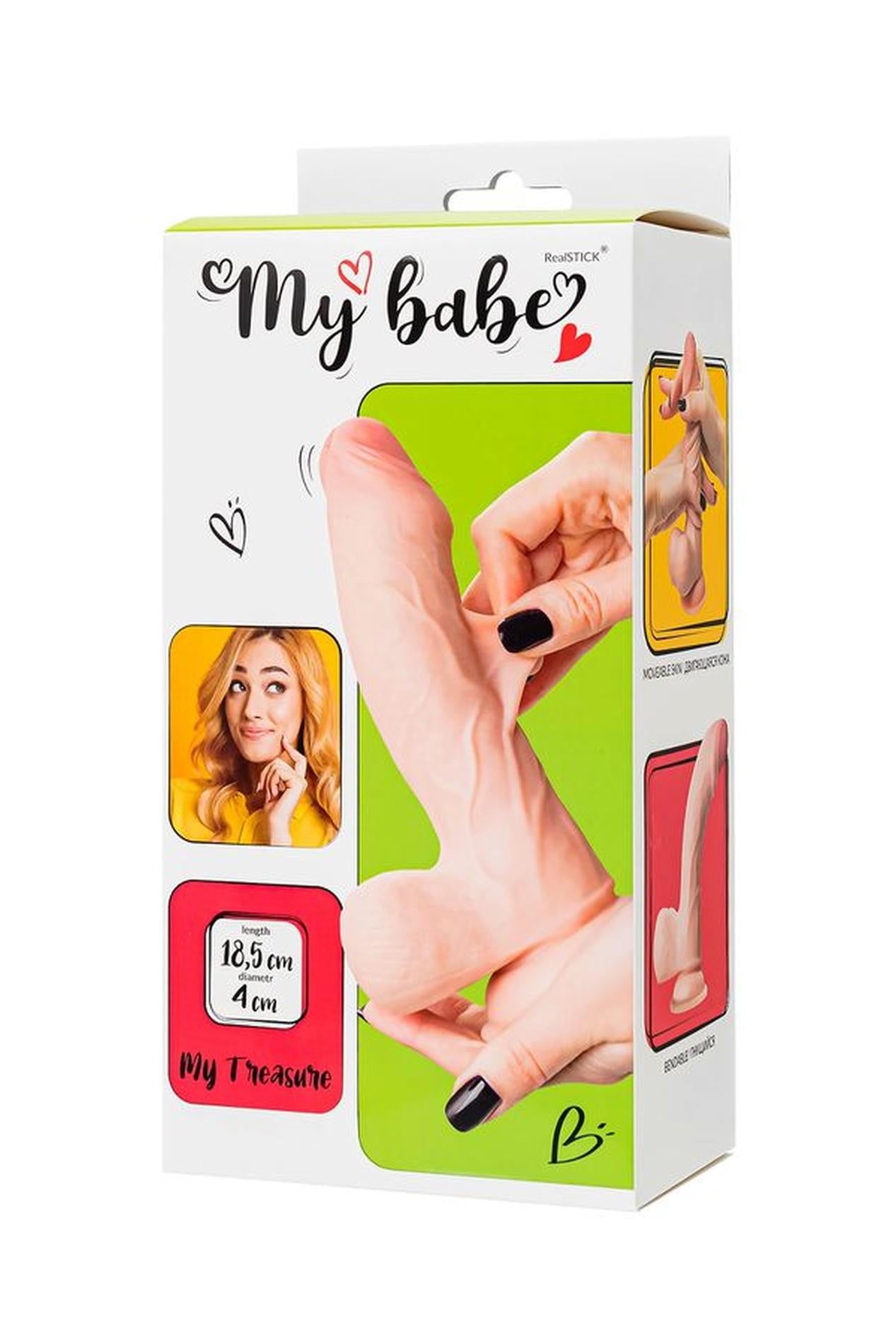 11-My Babe My Treasure Realistic Dildo, TPE, Nude, 18.5 cm-11