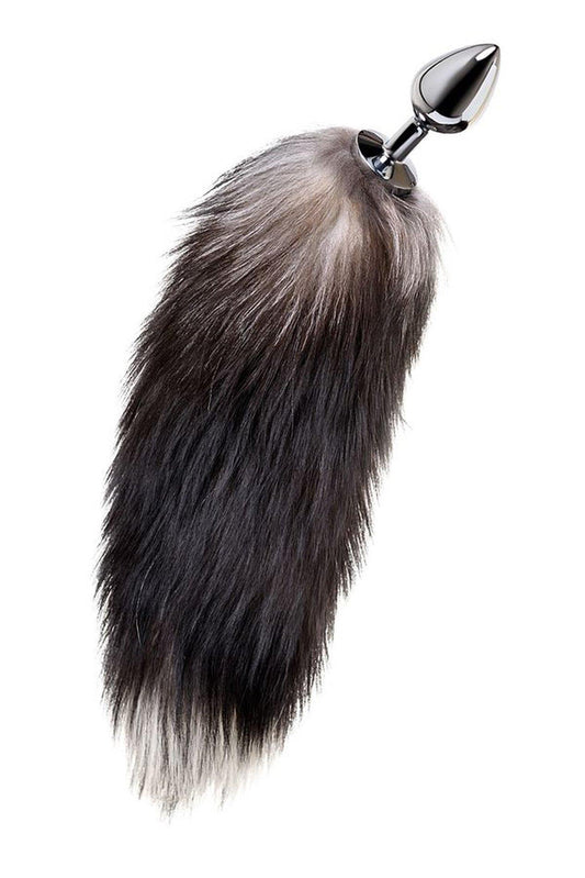 2-Silver anal plug with a fox tail-2