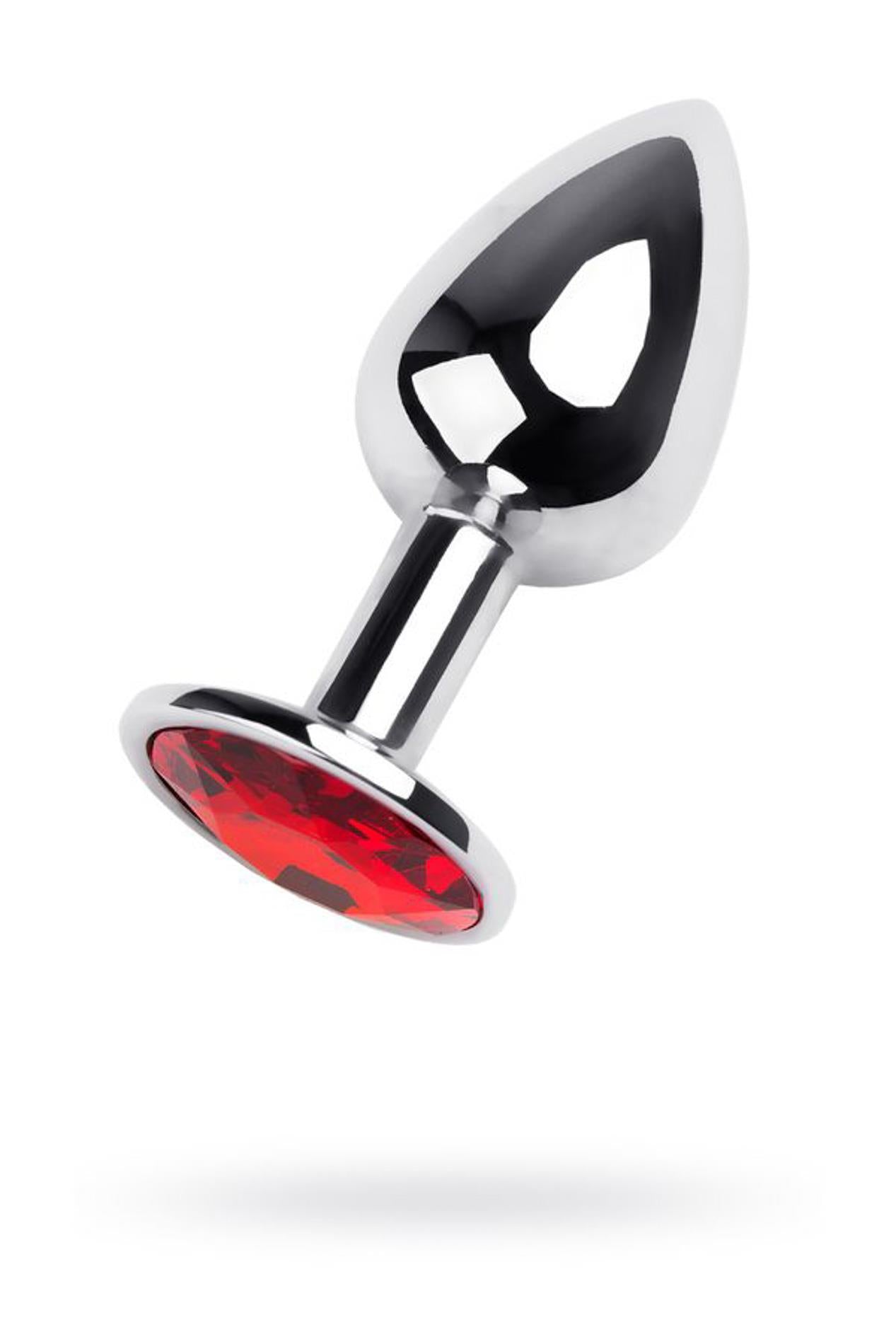 1-Silver anal plug TOYFA Metal,with a red gem-1