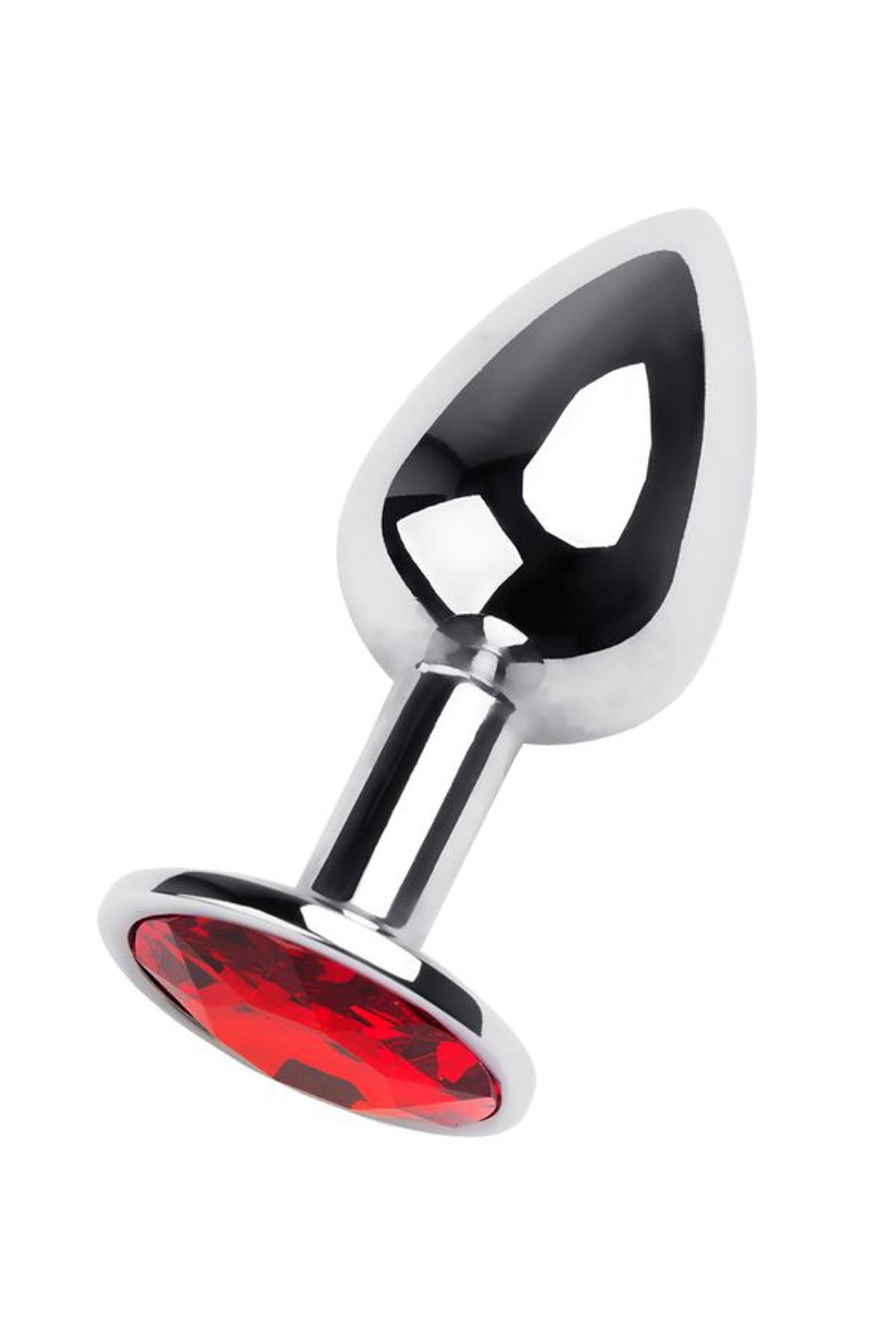 2-Silver anal plug TOYFA Metal,with a red gem-2