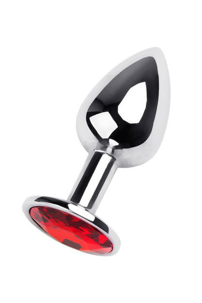 2-Silver anal plug TOYFA Metal,with a red gem-2