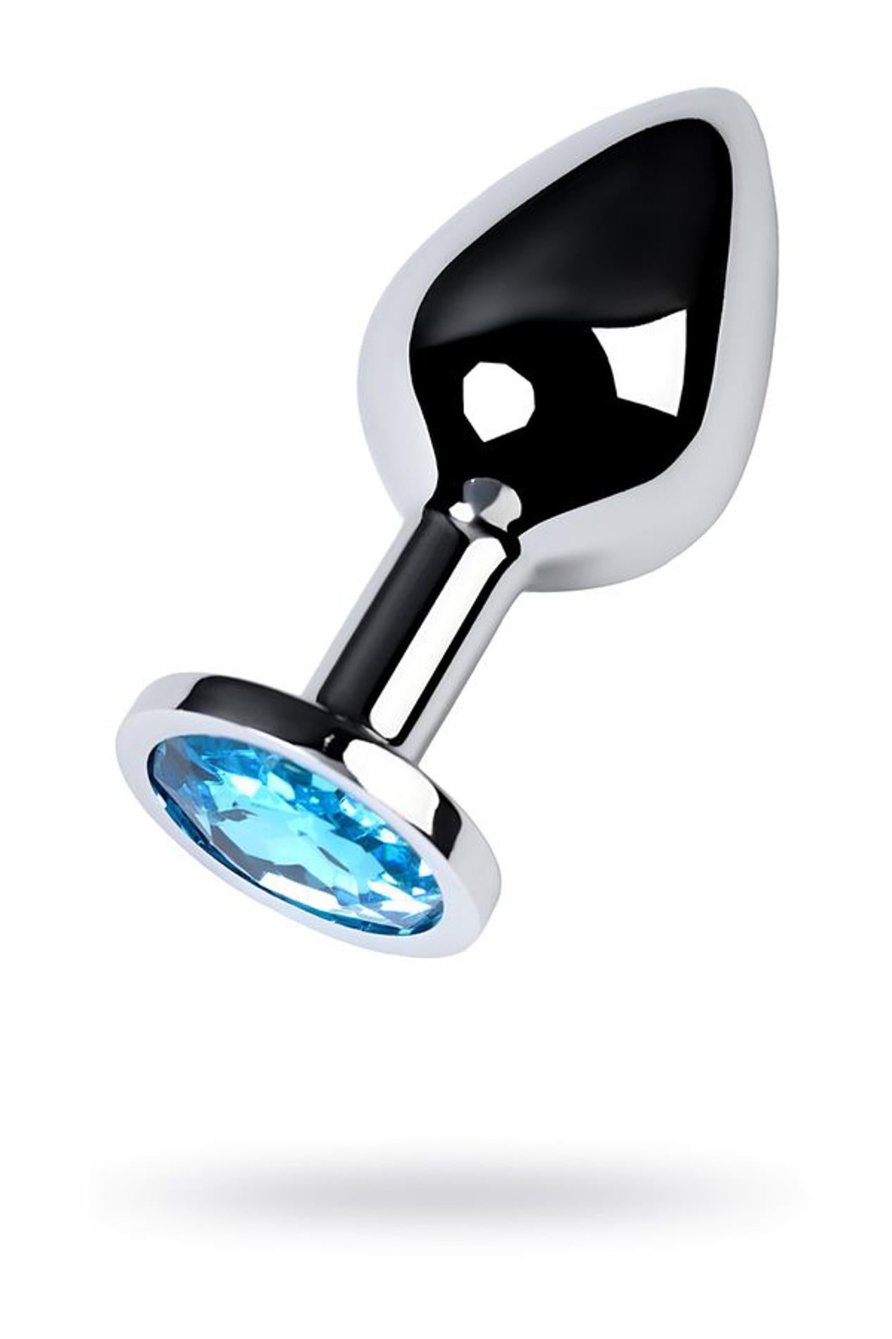 1-Silver anal plug with gem, turquoise-1
