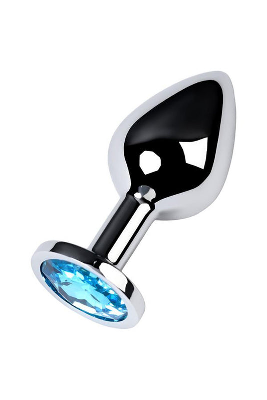 2-Silver anal plug with gem, turquoise-2