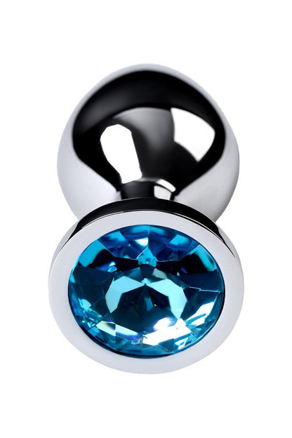 4-Silver anal plug with gem, turquoise-4