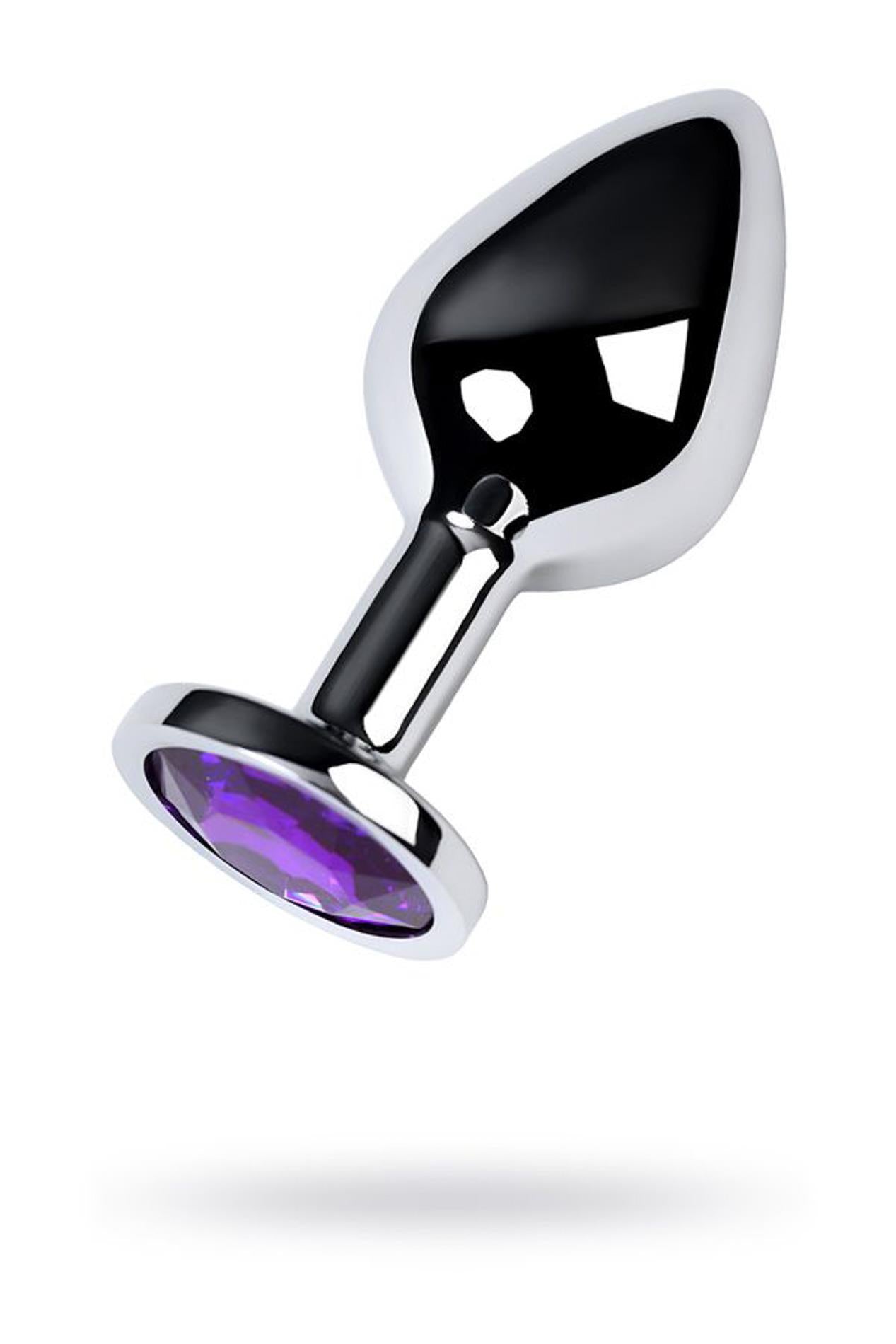 1-Silver anal plug TOYFA Metal,with a amethyst colored gem-1