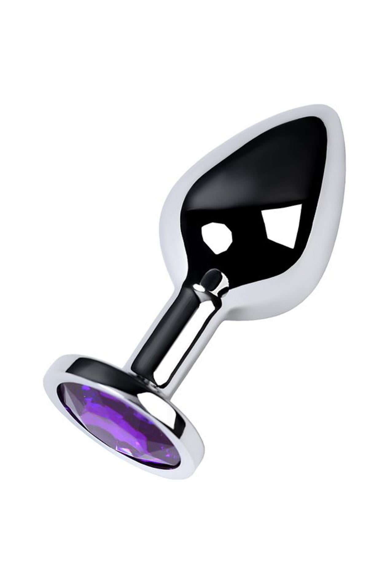 2-Silver anal plug TOYFA Metal,with a amethyst colored gem-2