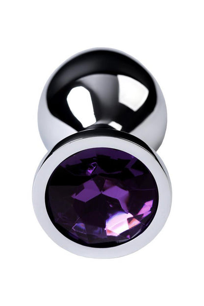 5-Silver anal plug TOYFA Metal,with a amethyst colored gem-5