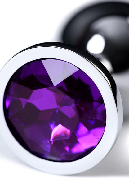 7-Silver anal plug TOYFA Metal,with a amethyst colored gem-7