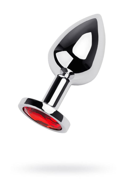 1-Silver anal plug with gem, red-1