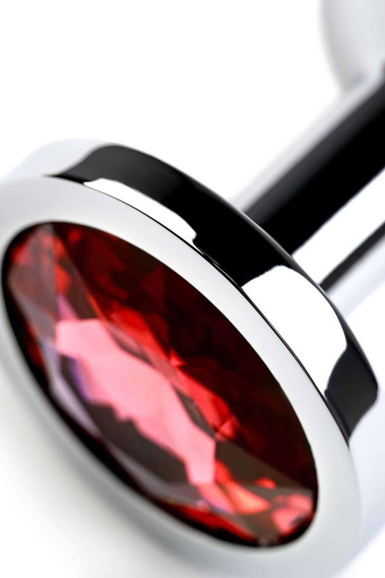 7-Silver anal plug with gem, red-7
