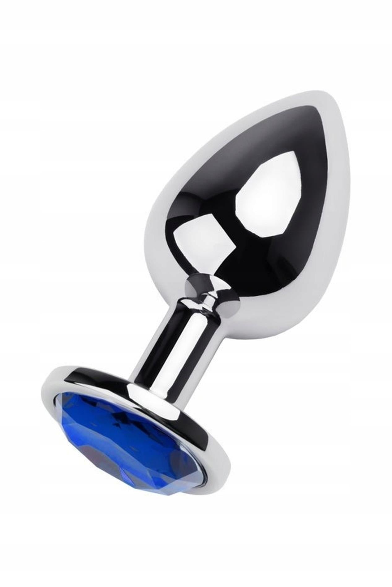 1-Silver anal plug TOYFA Metal with blue round-shaped gem-1
