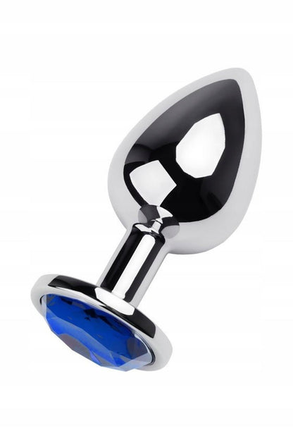 1-Silver anal plug TOYFA Metal with blue round-shaped gem-1