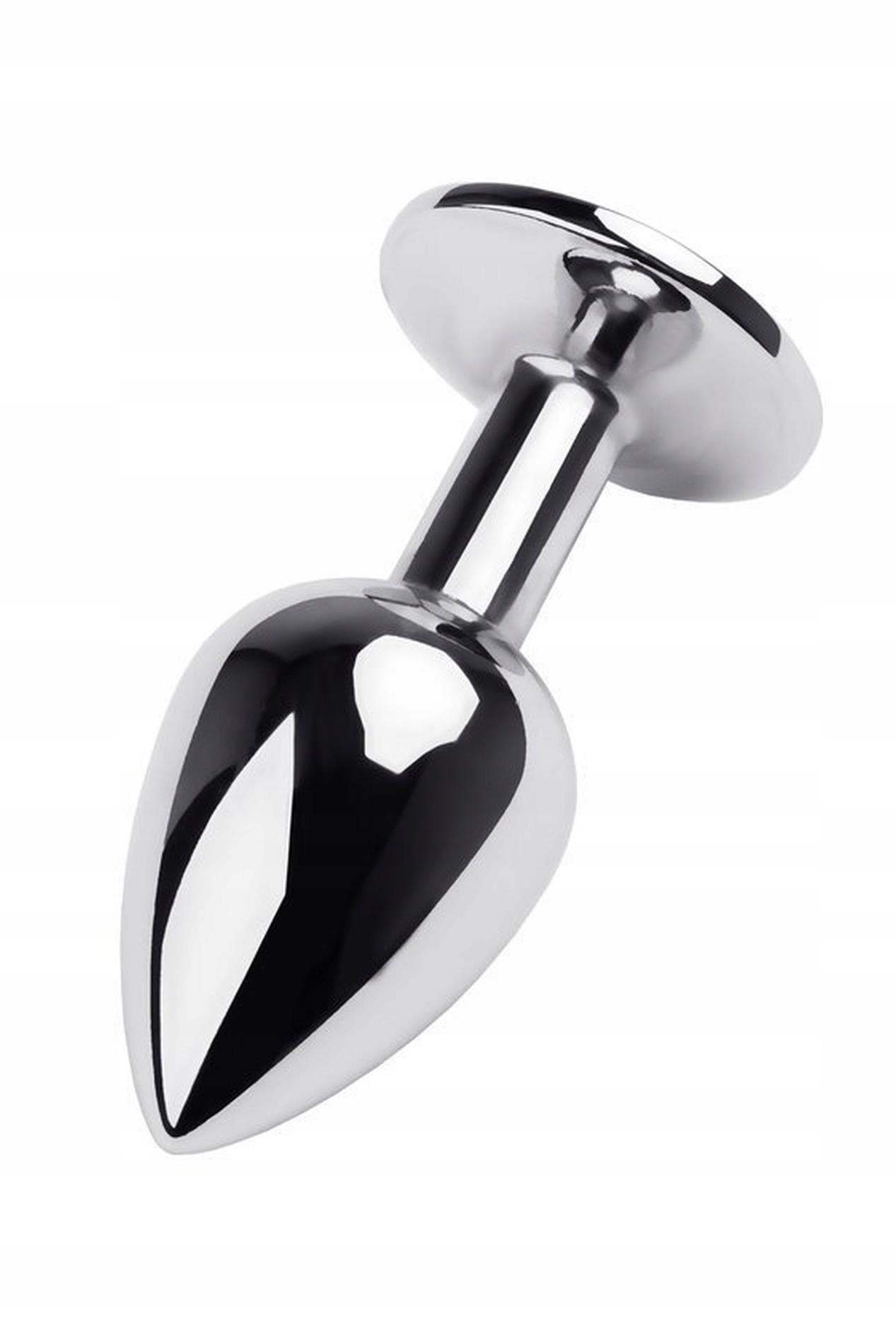 2-Silver anal plug TOYFA Metal with blue round-shaped gem-2