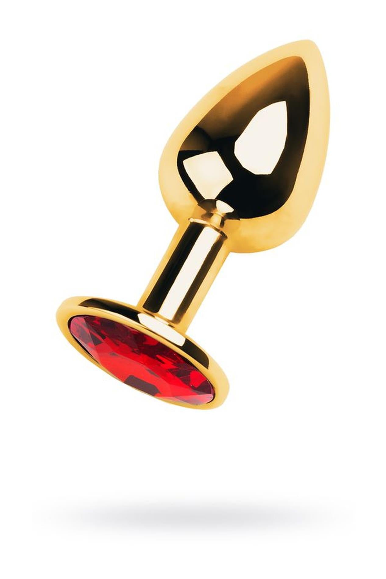 1-Gold anal plug with gem, red-1