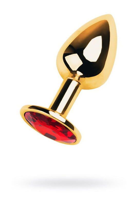 1-Gold anal plug with gem, red-1