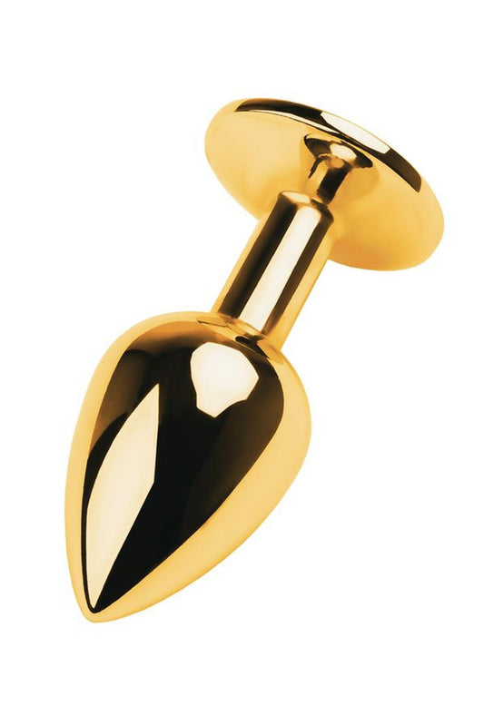 2-Gold anal plug TOYFA Metal with pink round-shaped gem-2