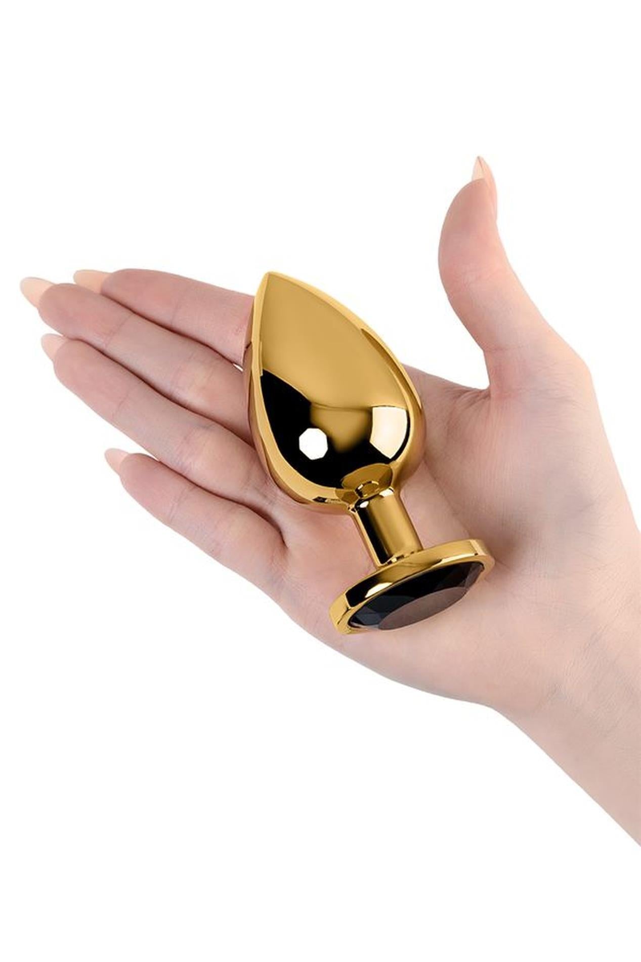 5-Gold anal plug TOYFA Metal with pink round-shaped gem-5