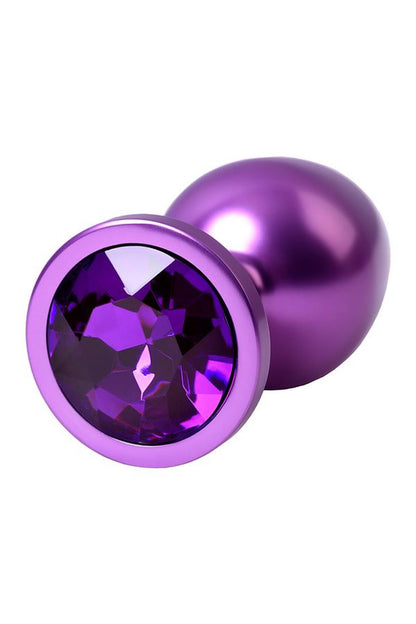 5-Purple anal plug TOYFA Metal,with a amethyst colored gem-5