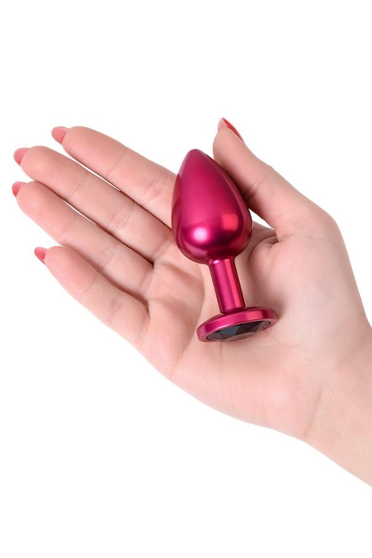 6-Red anal plug TOYFA Metal with black gem-6