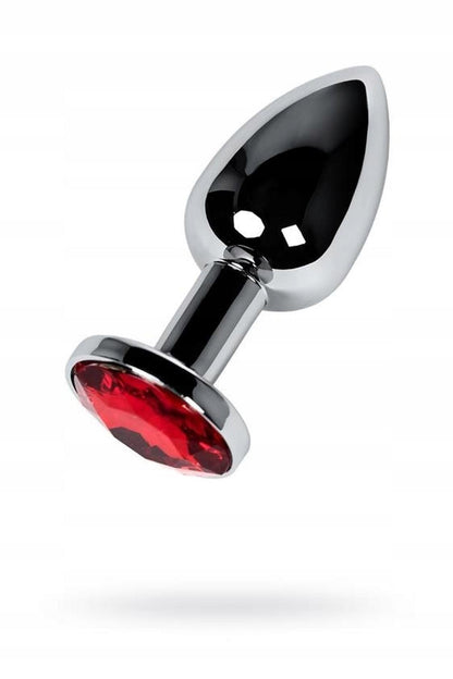 1-Silver anal plug with  red gem-1