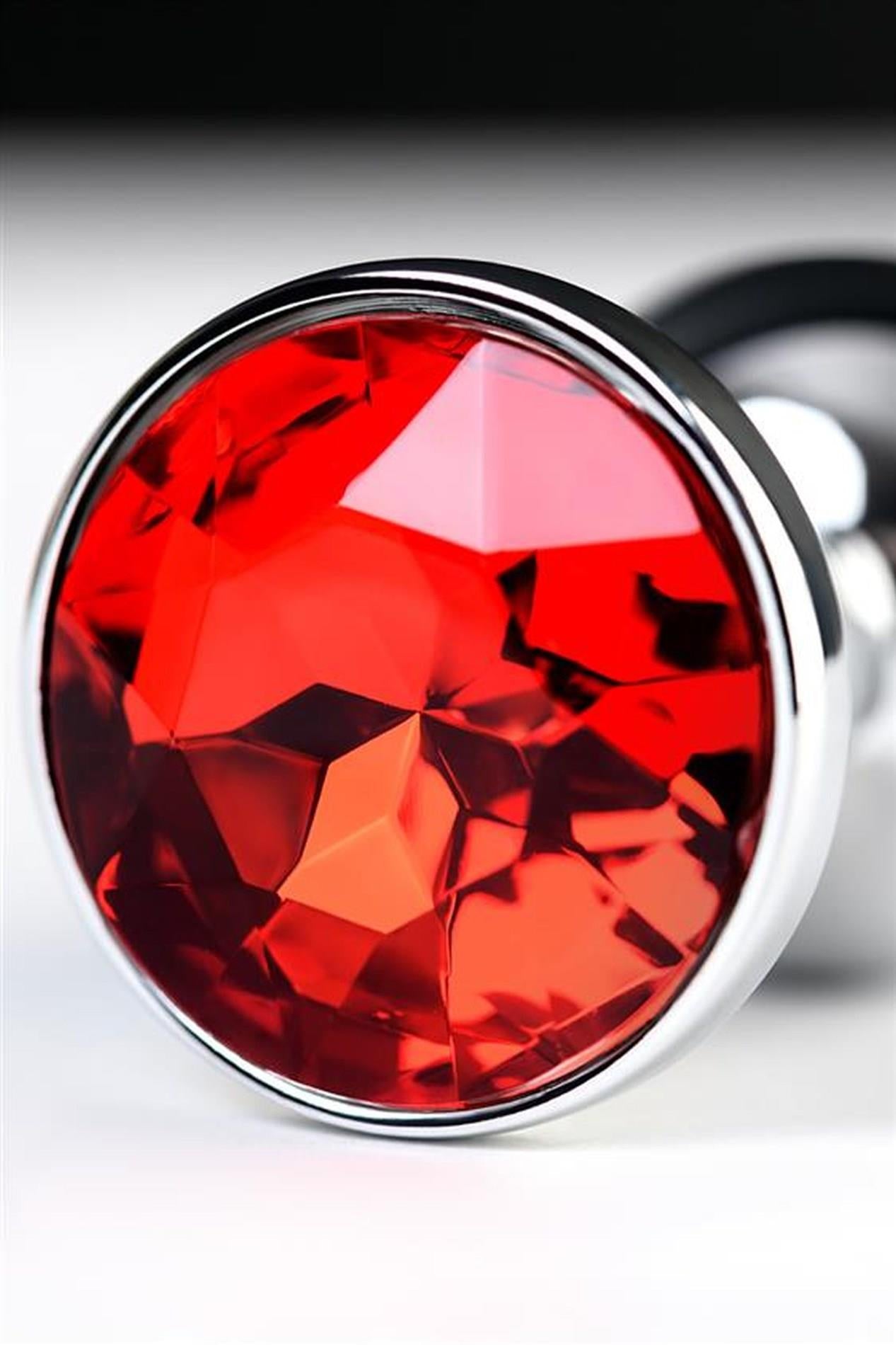 3-Silver anal plug with  red gem-3