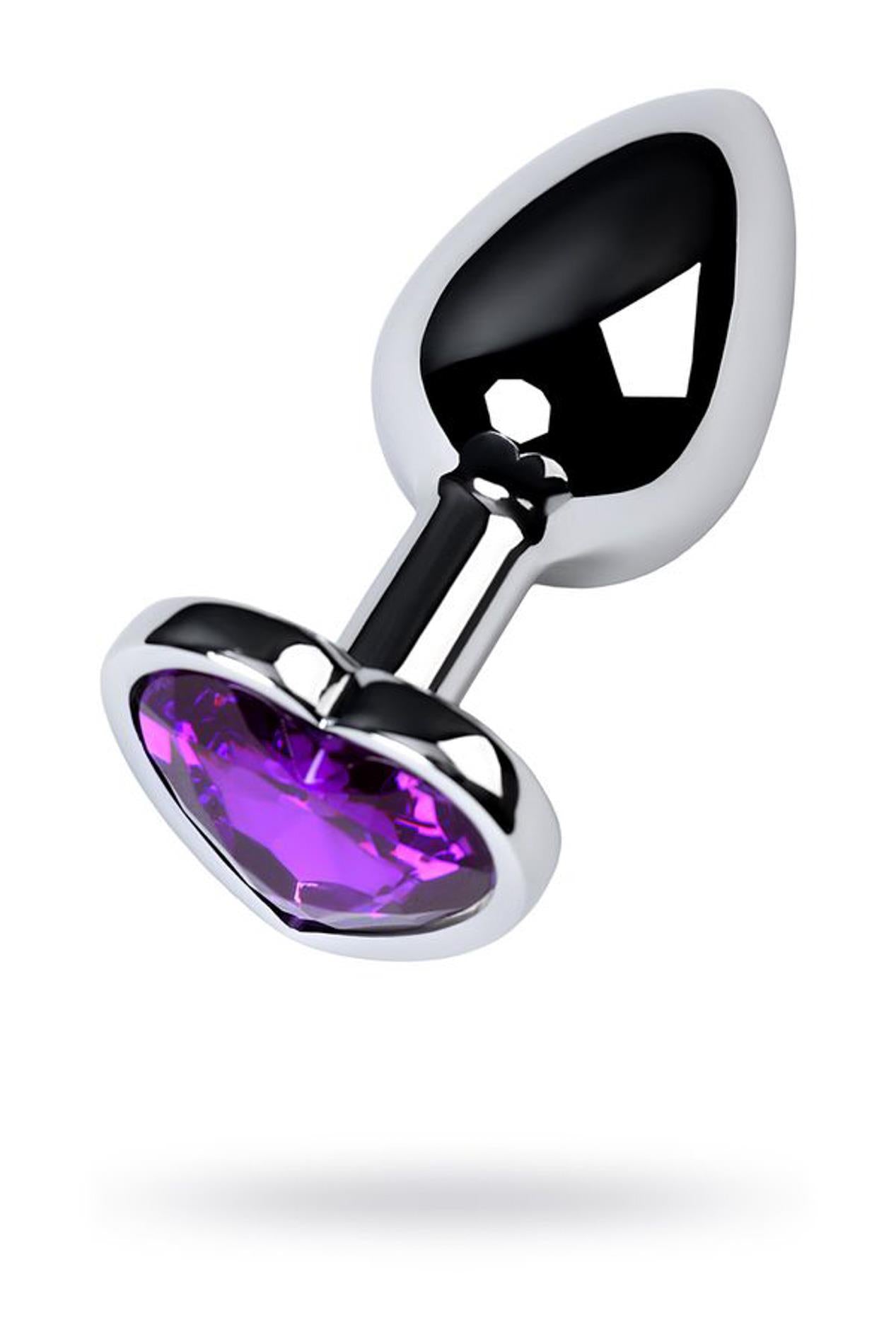 1-Silver anal plug with purple gem heart-shaped-1