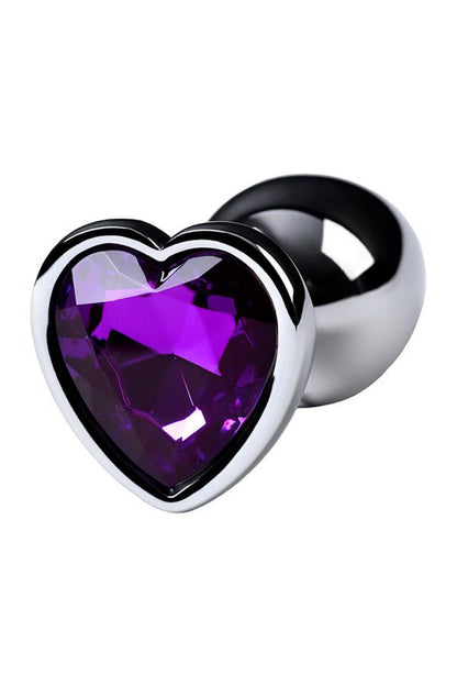 4-Silver anal plug with purple gem heart-shaped-4