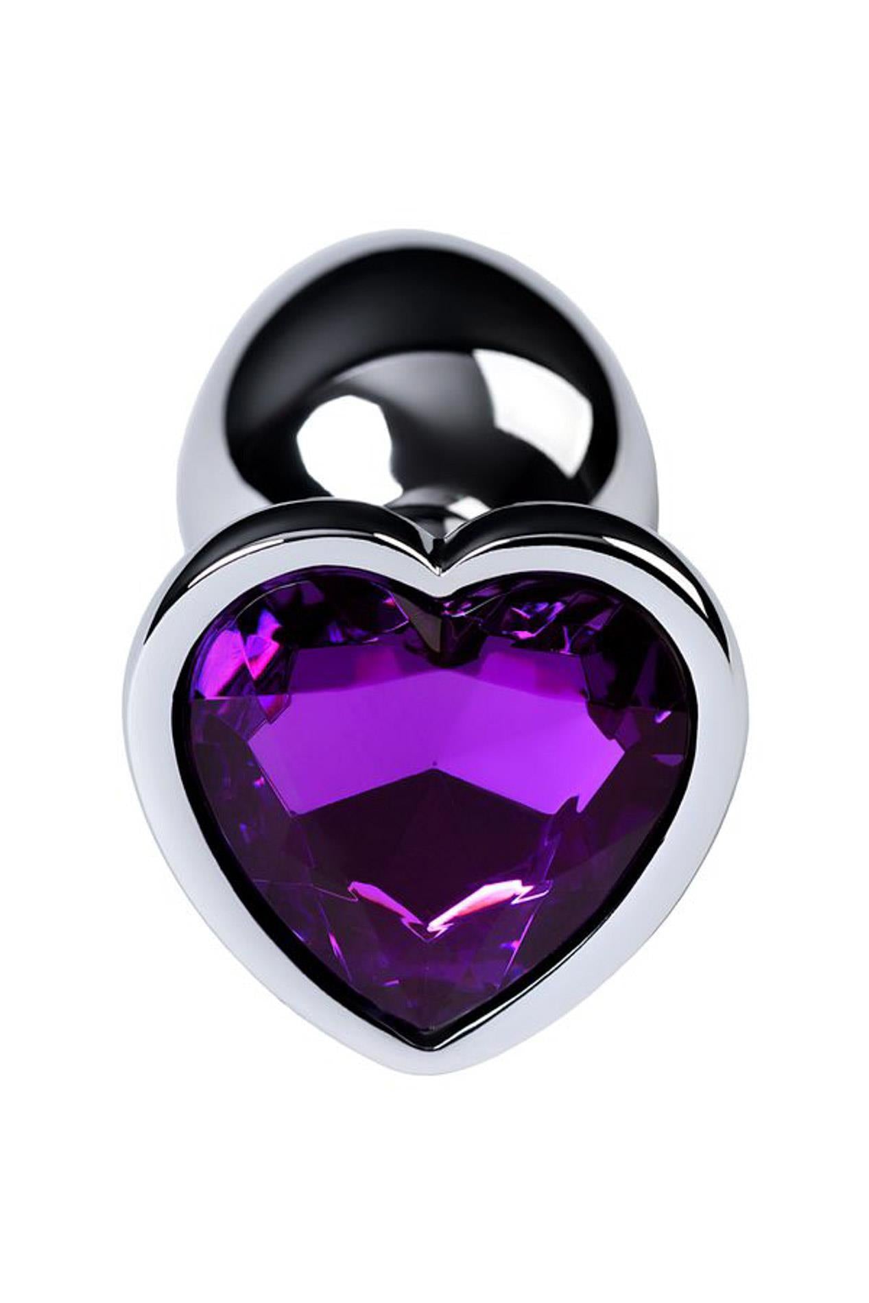 5-Silver anal plug with purple gem heart-shaped-5