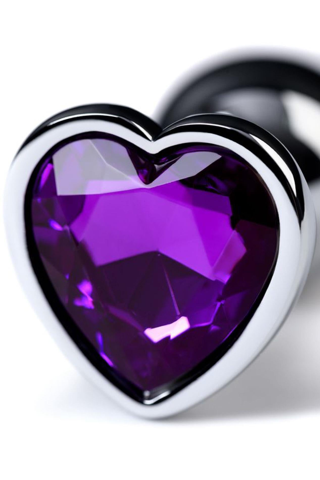 6-Silver anal plug with purple gem heart-shaped-6