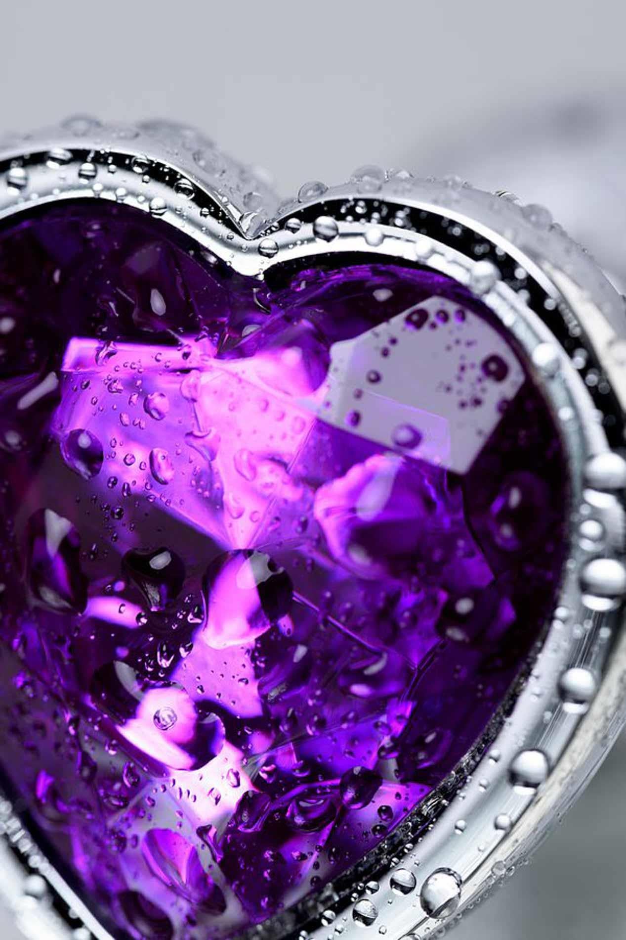 8-Silver anal plug with purple gem heart-shaped-8