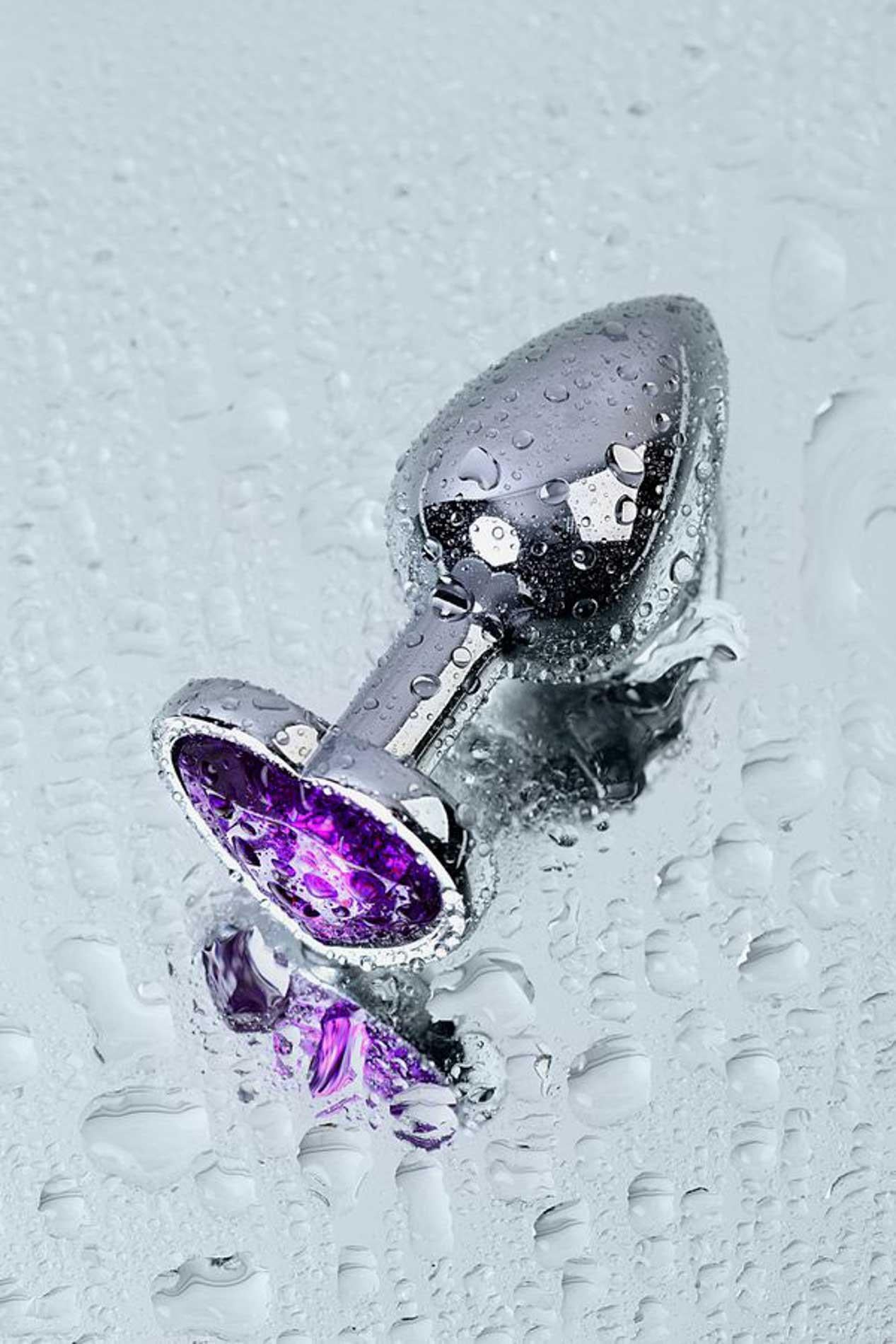 11-Silver anal plug with purple gem heart-shaped-11