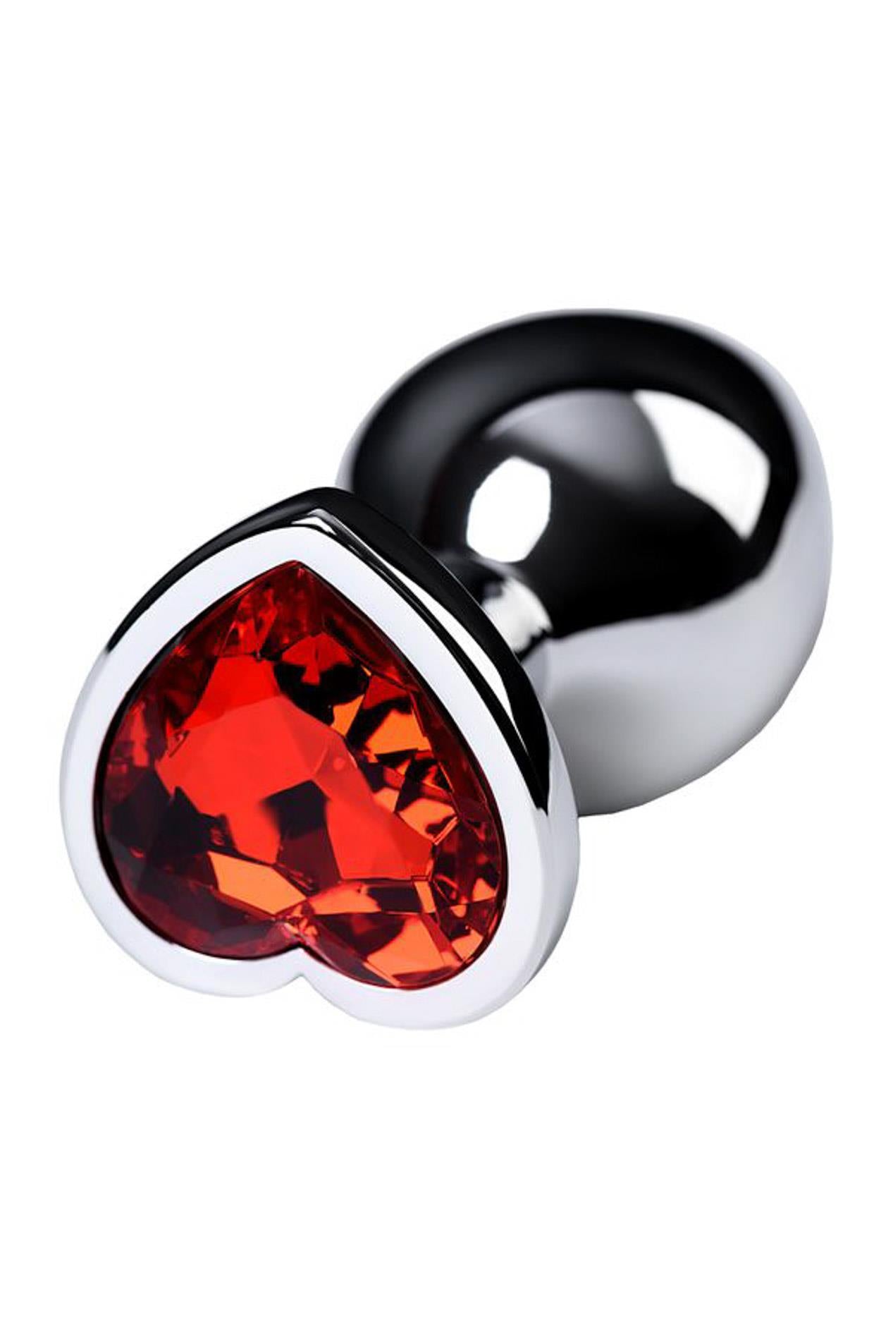 5-Silver anal plug with pink gem heart-shaped-5