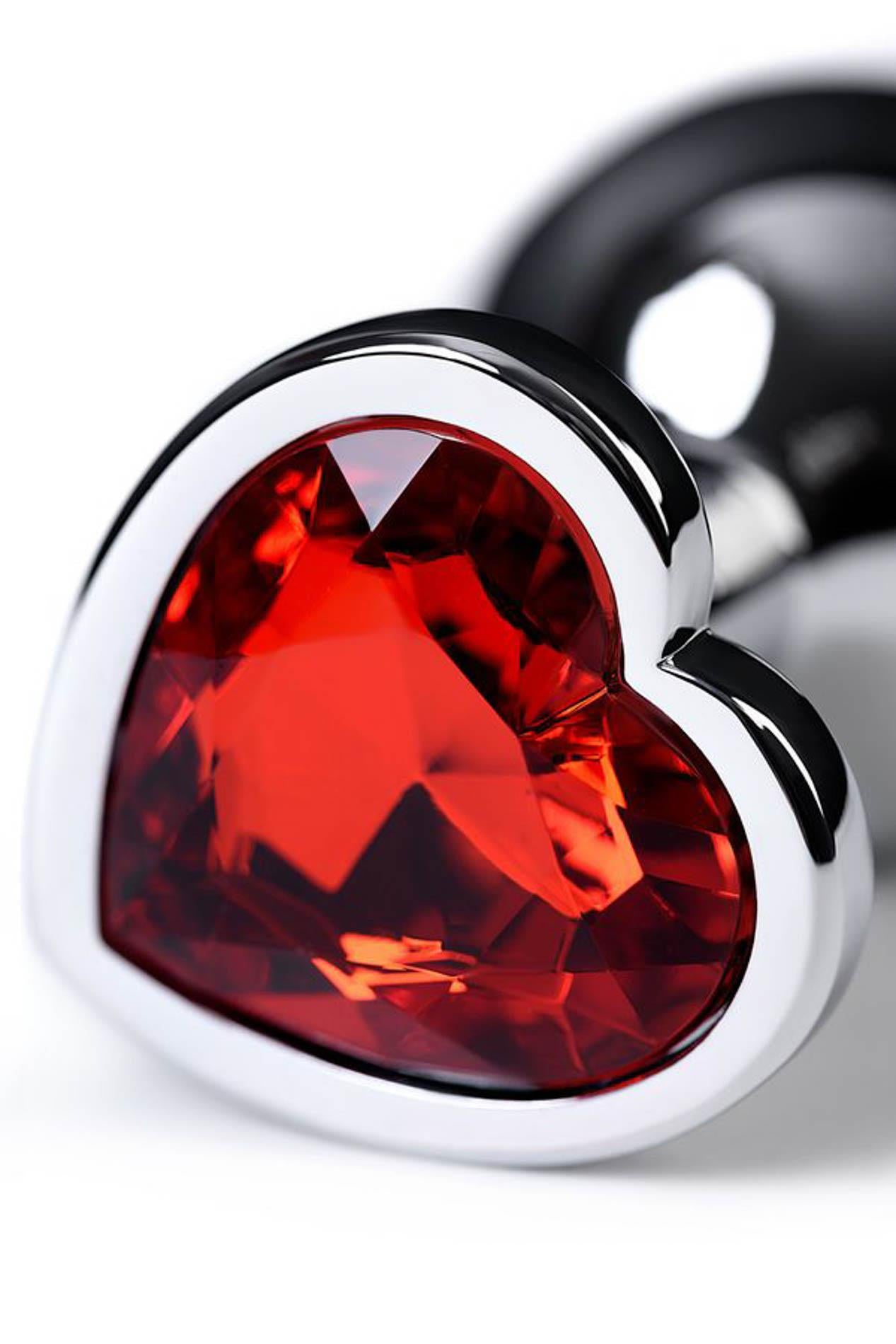 6-Silver anal plug with pink gem heart-shaped-6