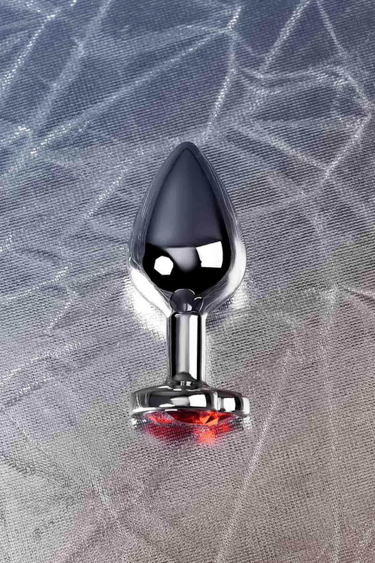 9-Silver anal plug with pink gem heart-shaped-9