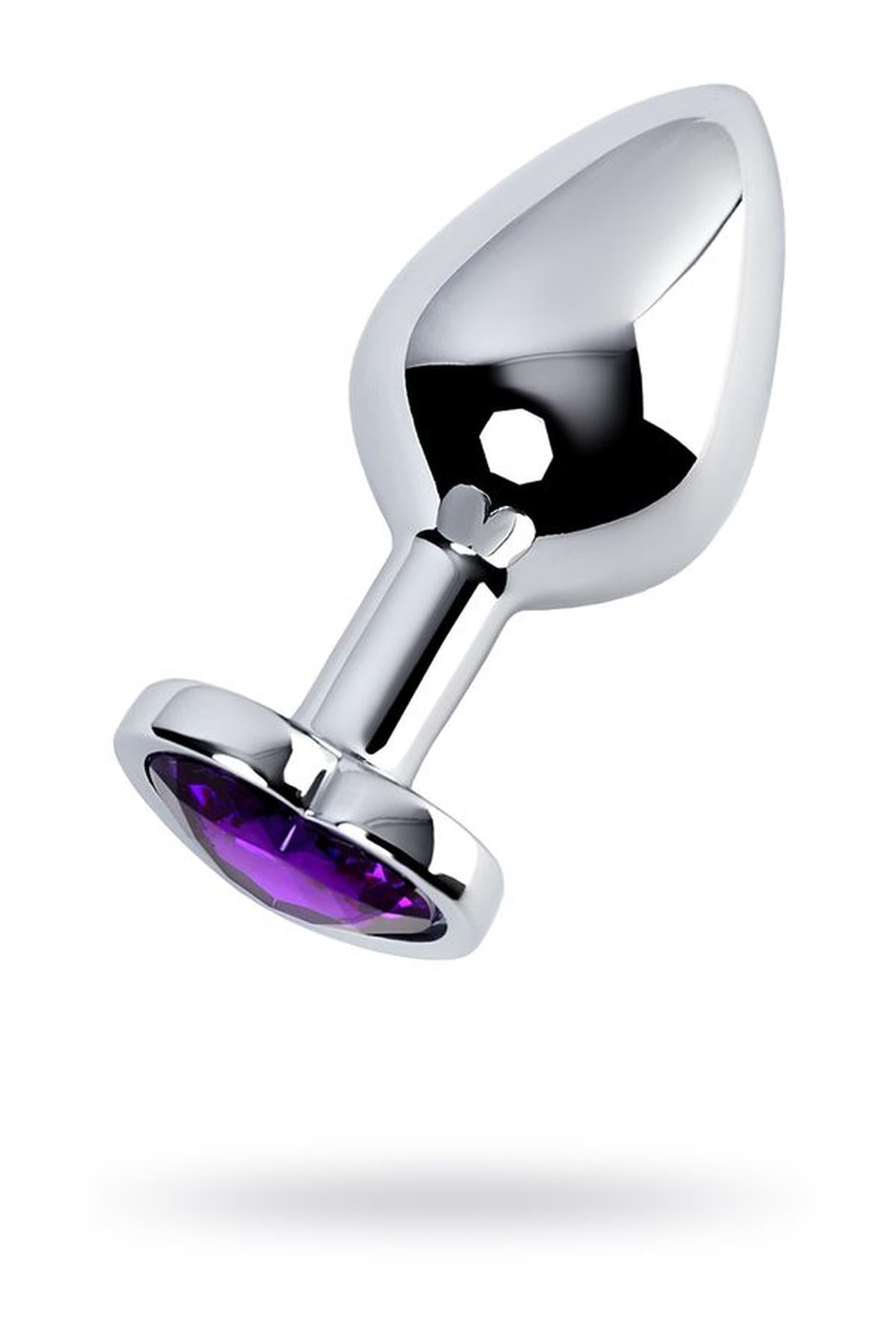 1-Silver anal plug with purple gem heart-shaped-1