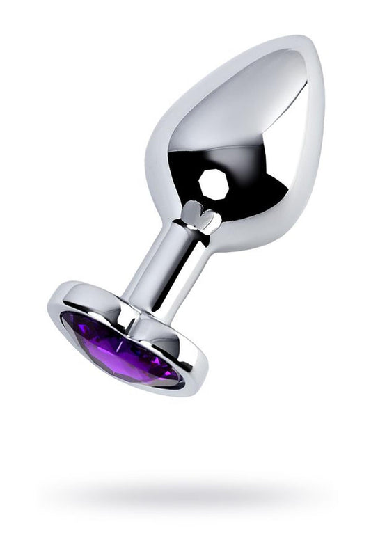 1-Silver anal plug with purple gem heart-shaped-1