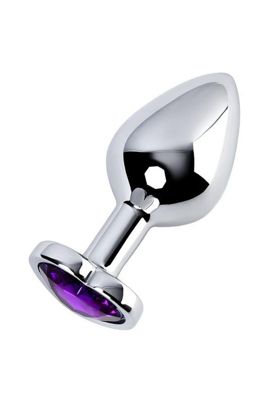 2-Silver anal plug with purple gem heart-shaped-2