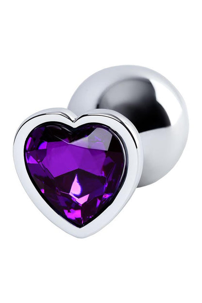 3-Silver anal plug with purple gem heart-shaped-3