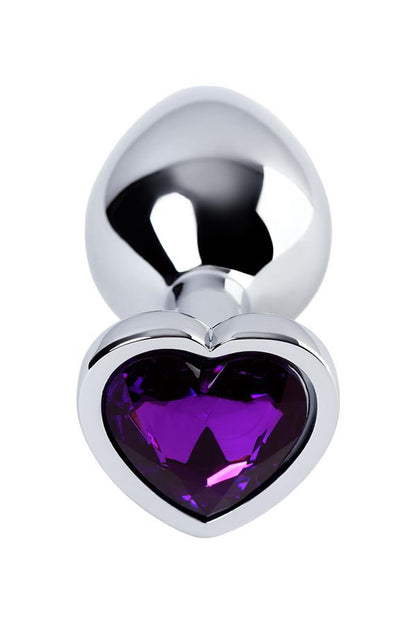 4-Silver anal plug with purple gem heart-shaped-4