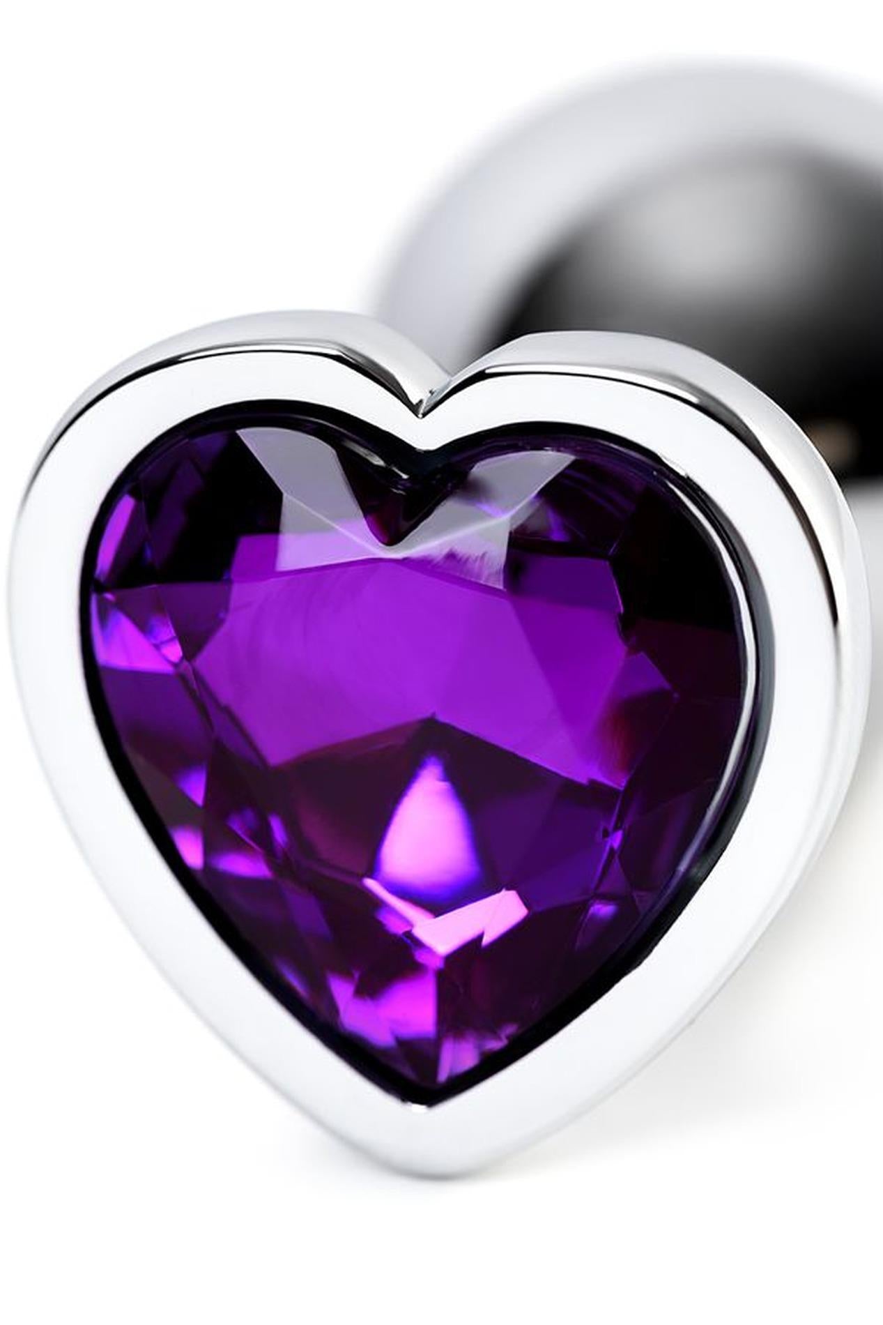 8-Silver anal plug with purple gem heart-shaped-8