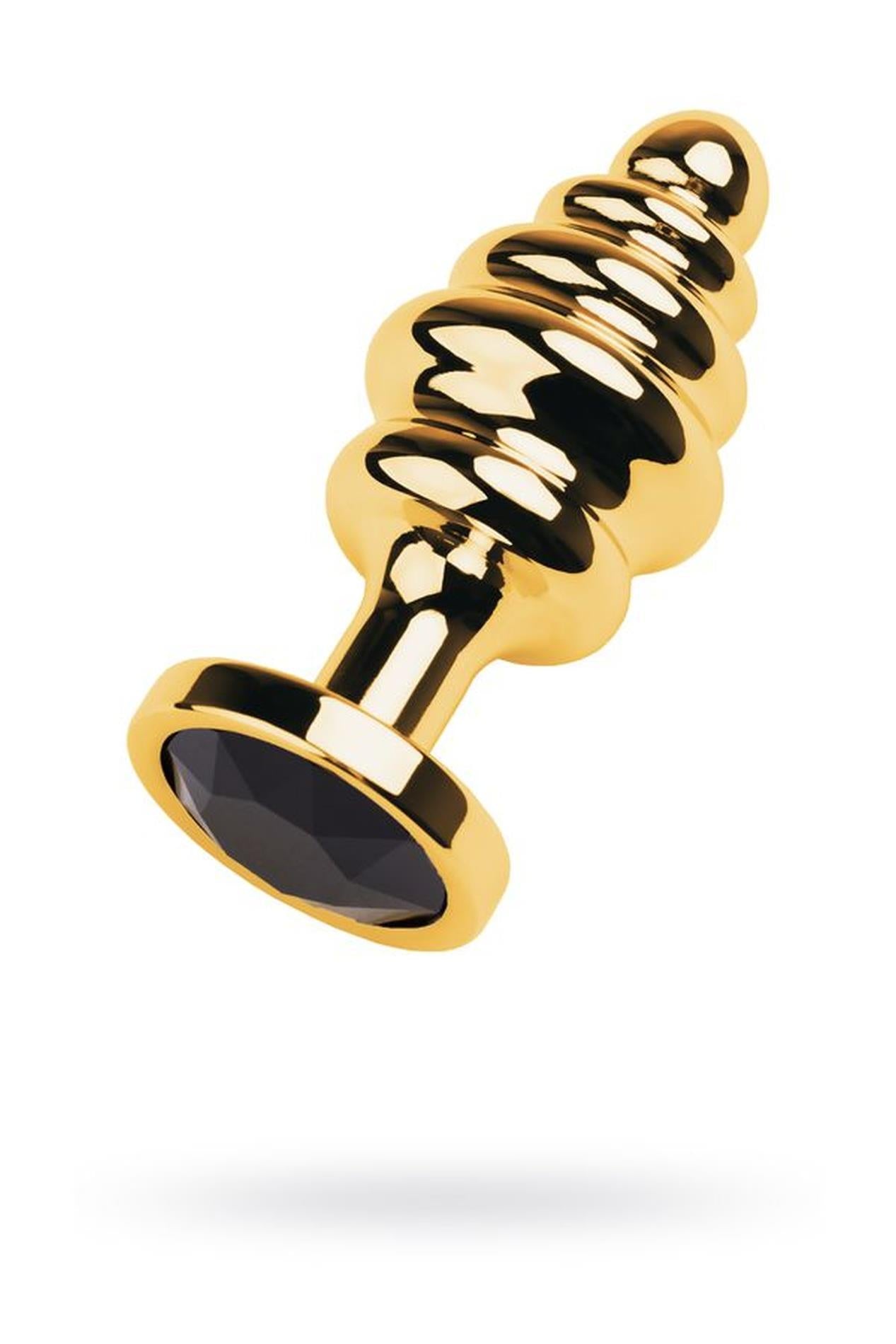 1-Golden anal plug with  black gem-1