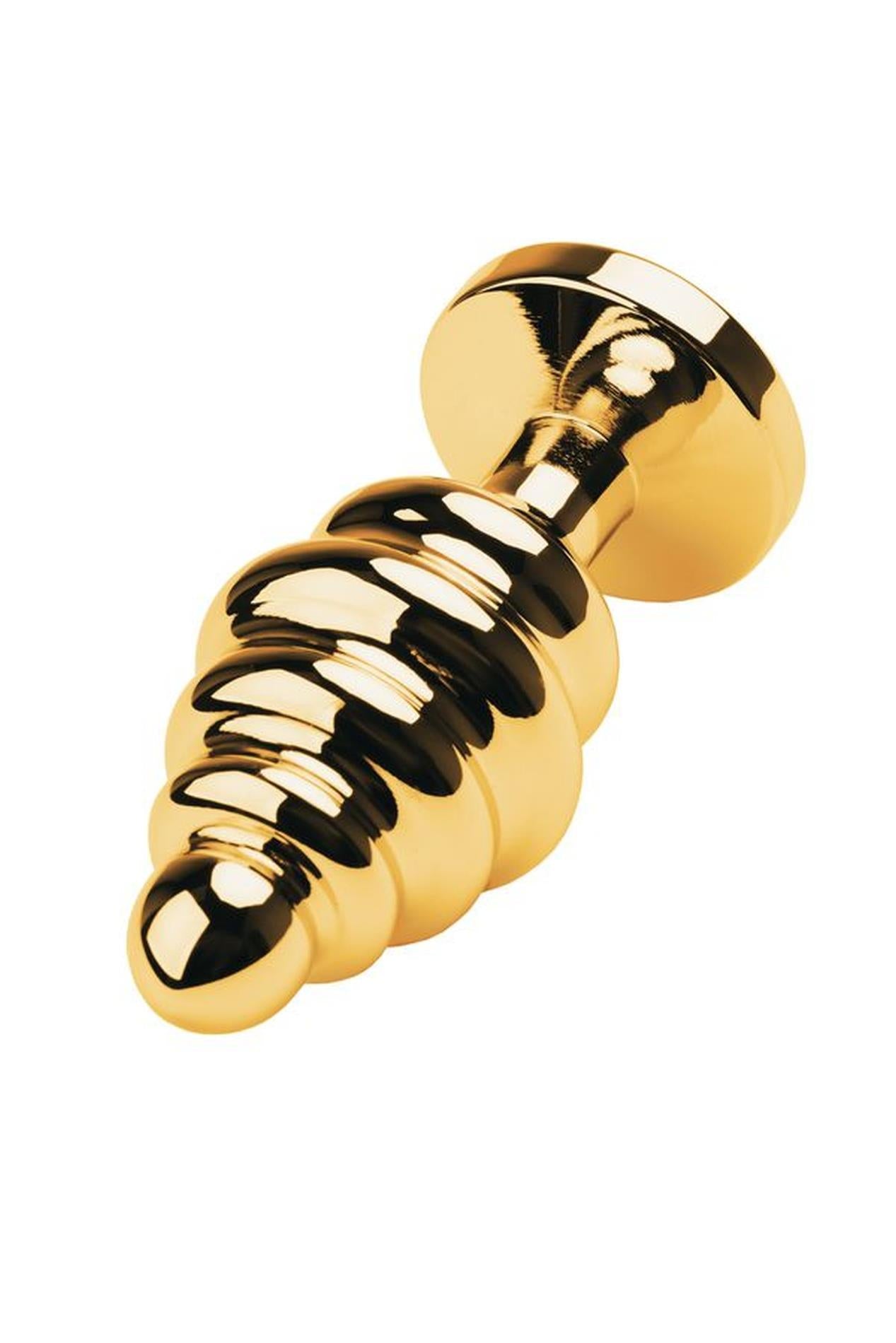 3-Golden anal plug with  black gem-3