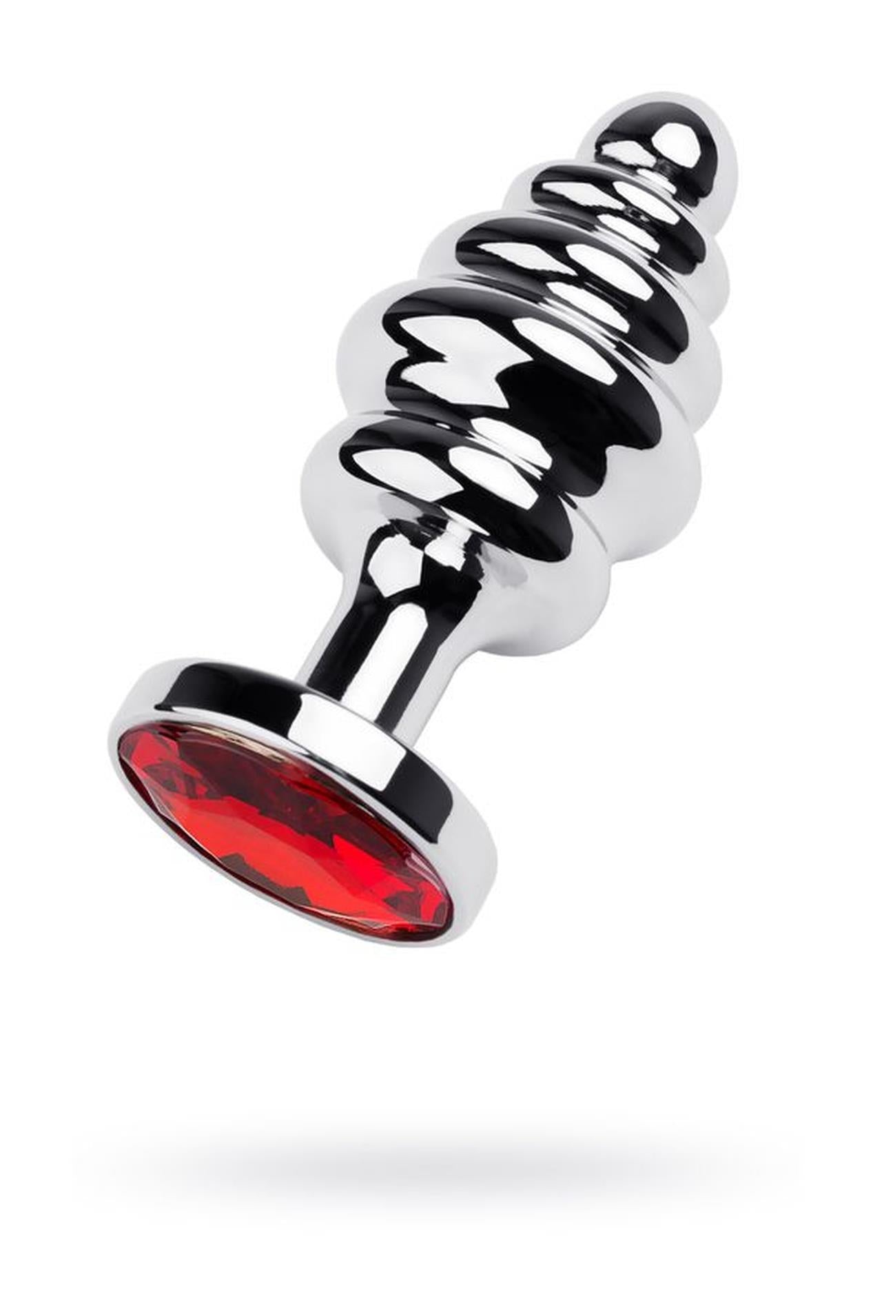1-Silver anal plug with red gem-1