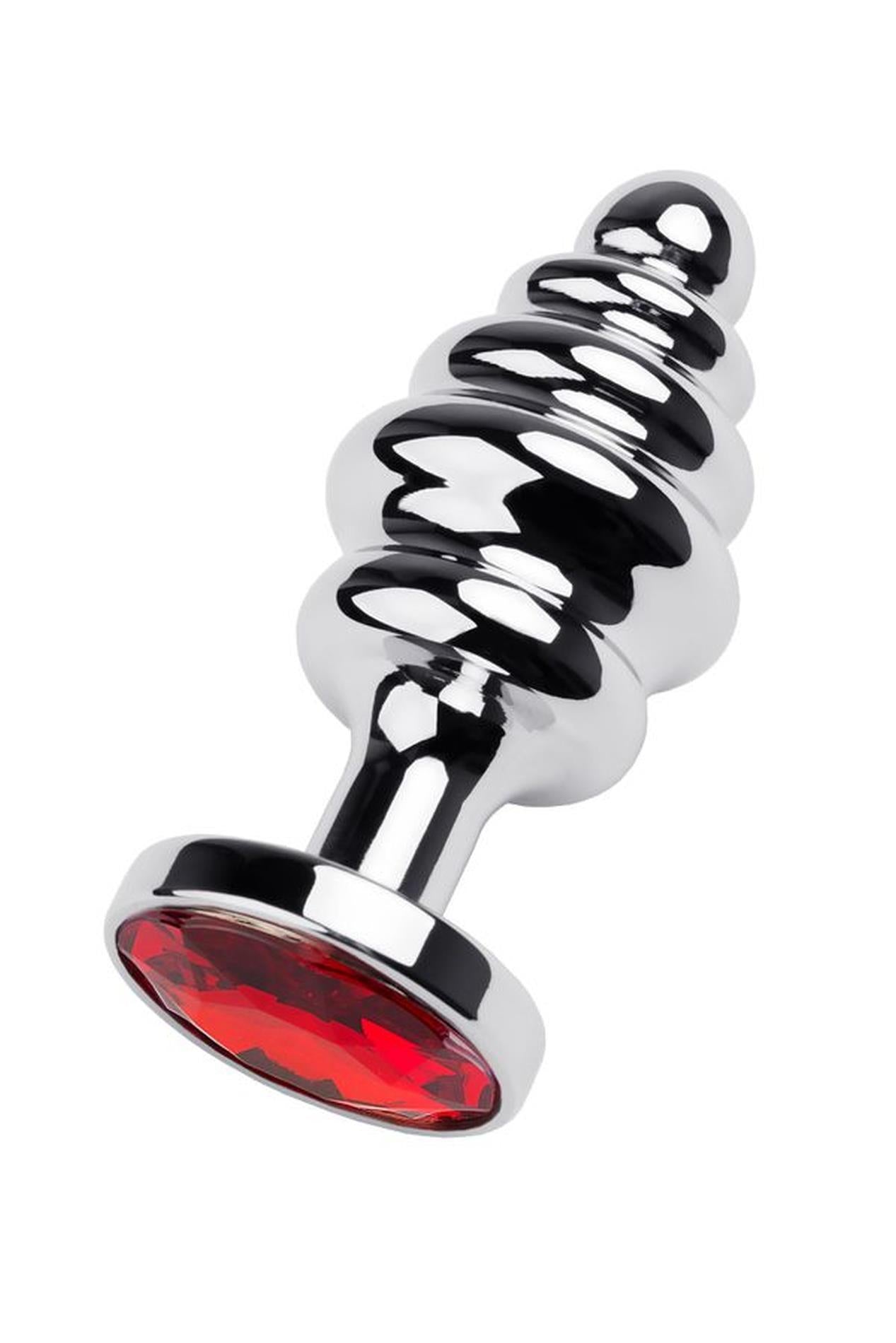 2-Silver anal plug with red gem-2