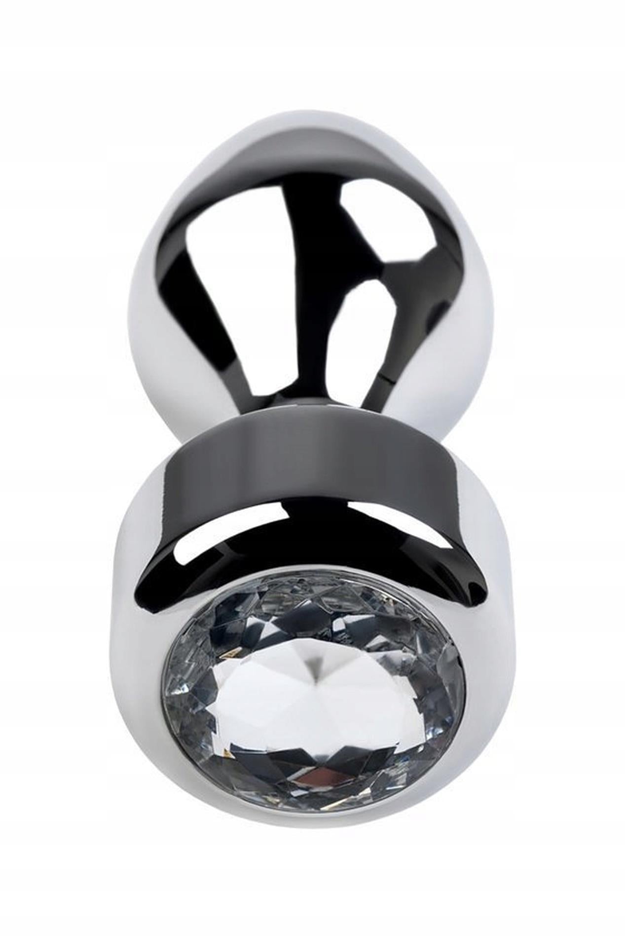 1-Metal by TOYFA, Anal plug, metal, silver, with diamond crystal, 9.5 cm, O 3.5 cm, 130 g-1