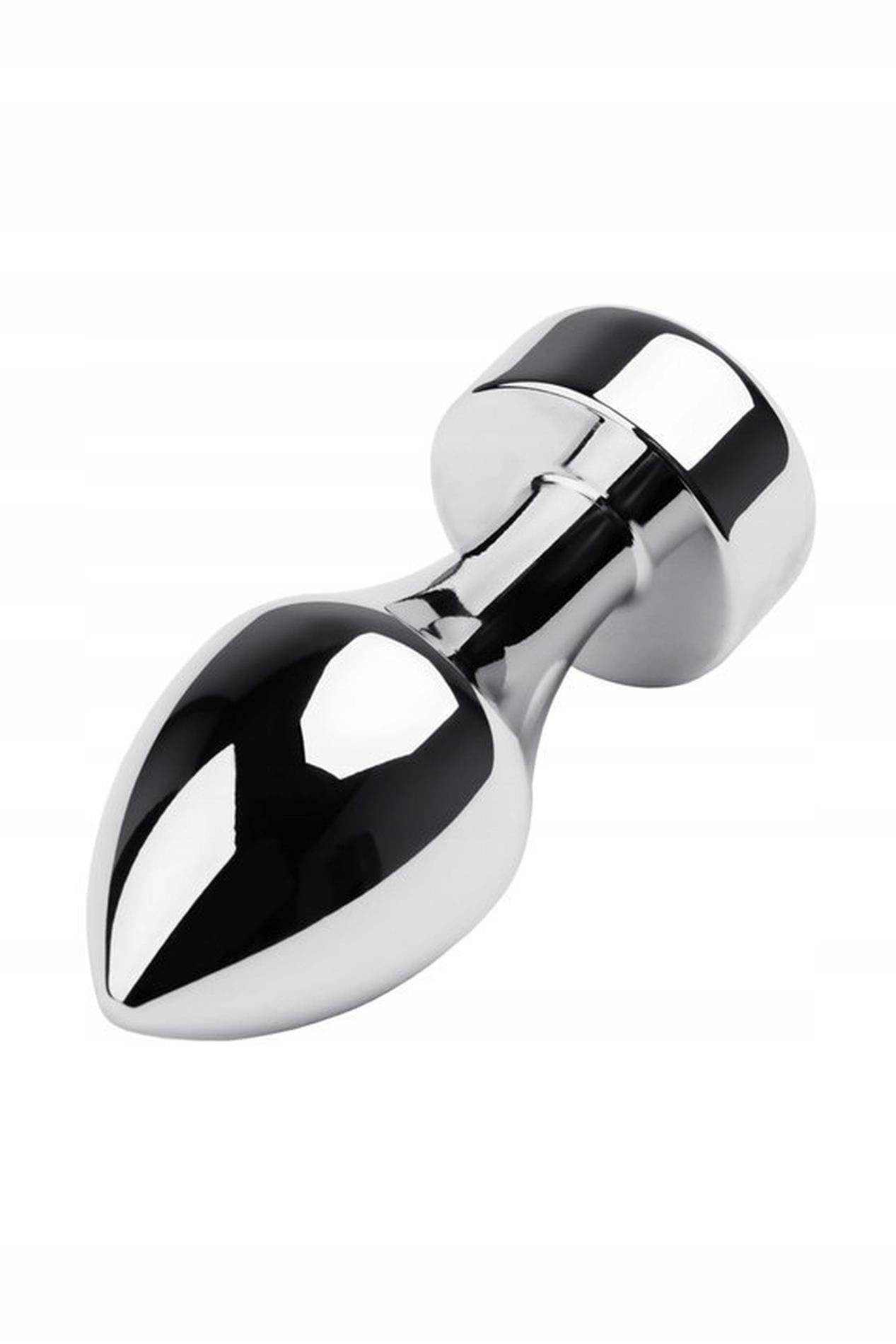 1-Silver anal plug TOYFA Metal with red round-shaped gem-1