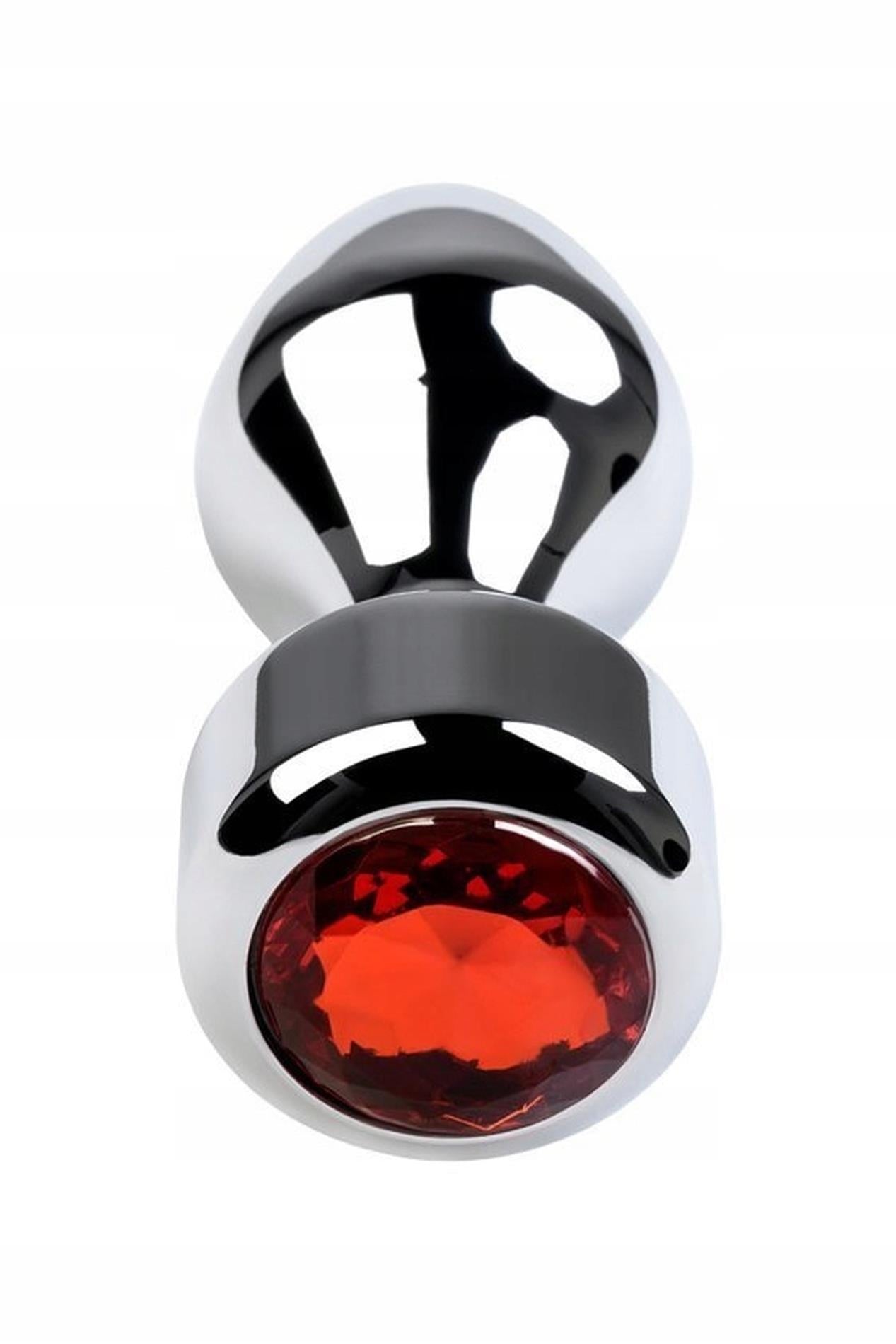 2-Silver anal plug TOYFA Metal with red round-shaped gem-2