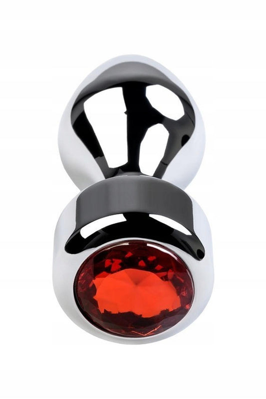 2-Silver anal plug TOYFA Metal with red round-shaped gem-2
