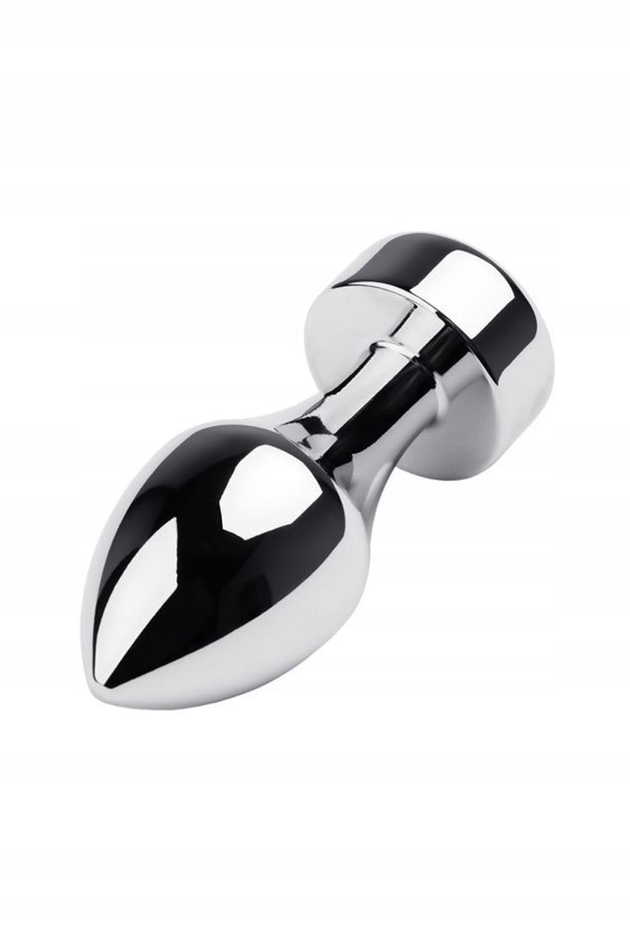 1-Silver anal plug TOYFA Metal with white round-shaped gem-1