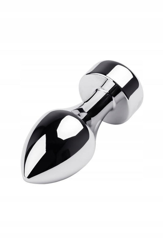 1-Silver anal plug TOYFA Metal with white round-shaped gem-1